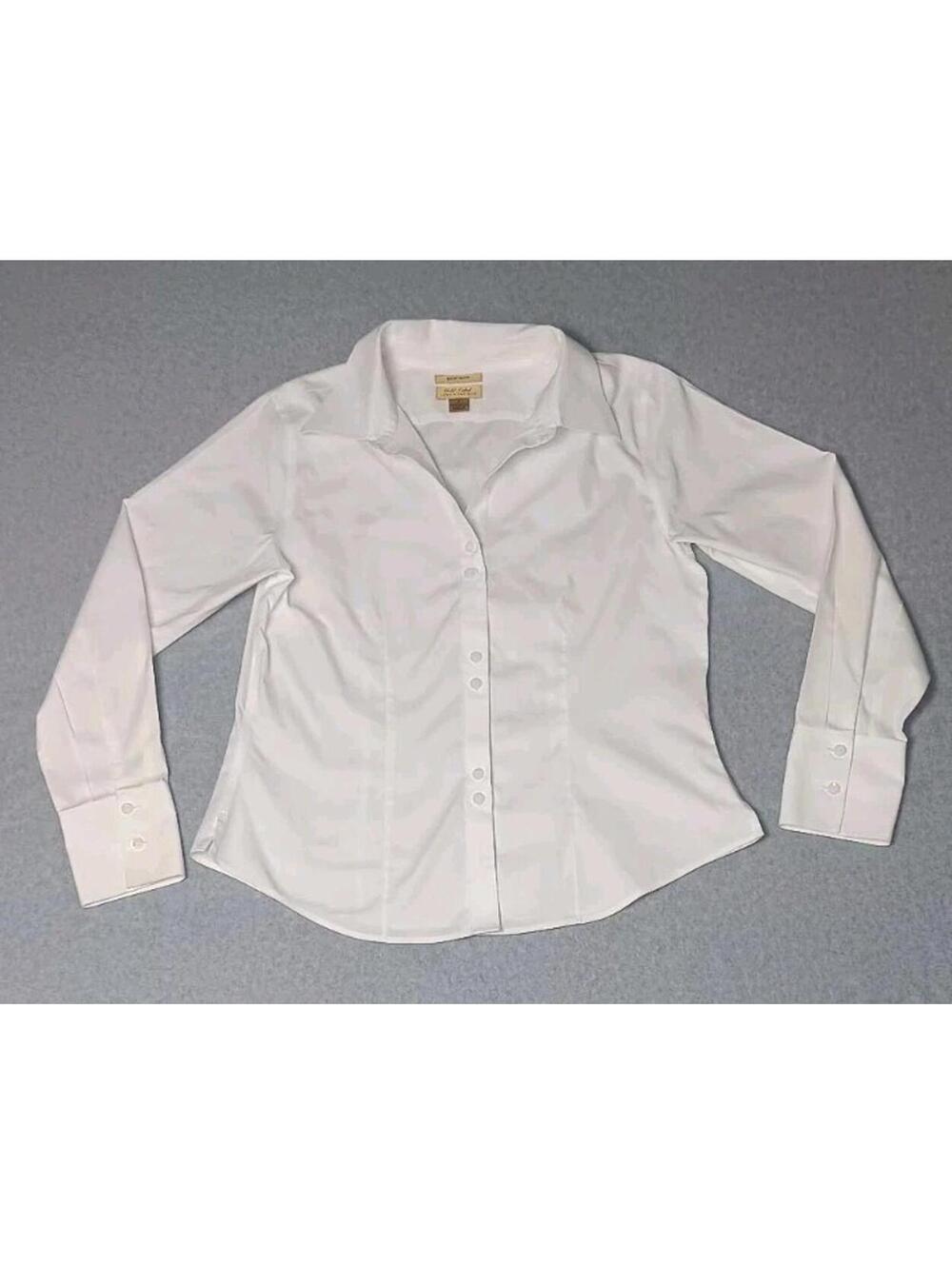 Gold Label Investments Non Iron Fitted Long Sleeve Button Down Shirt Womens Size